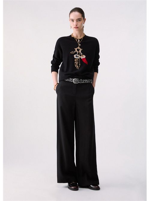 Maglia jacquard in lana con charm LIU JO | WF6457MS009/L9457